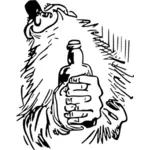 Человек, держащий бутылку плотно векторное изображение